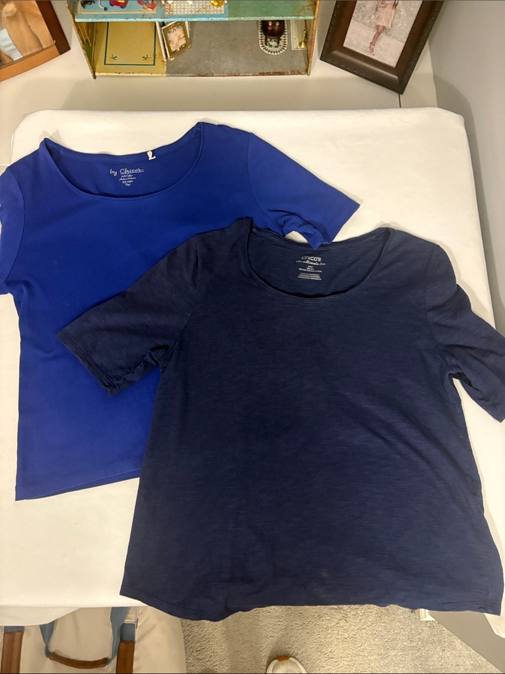 Two-Pack WomenShort Sleeve Tees - Blue & Navy - Chicos - Size 1
